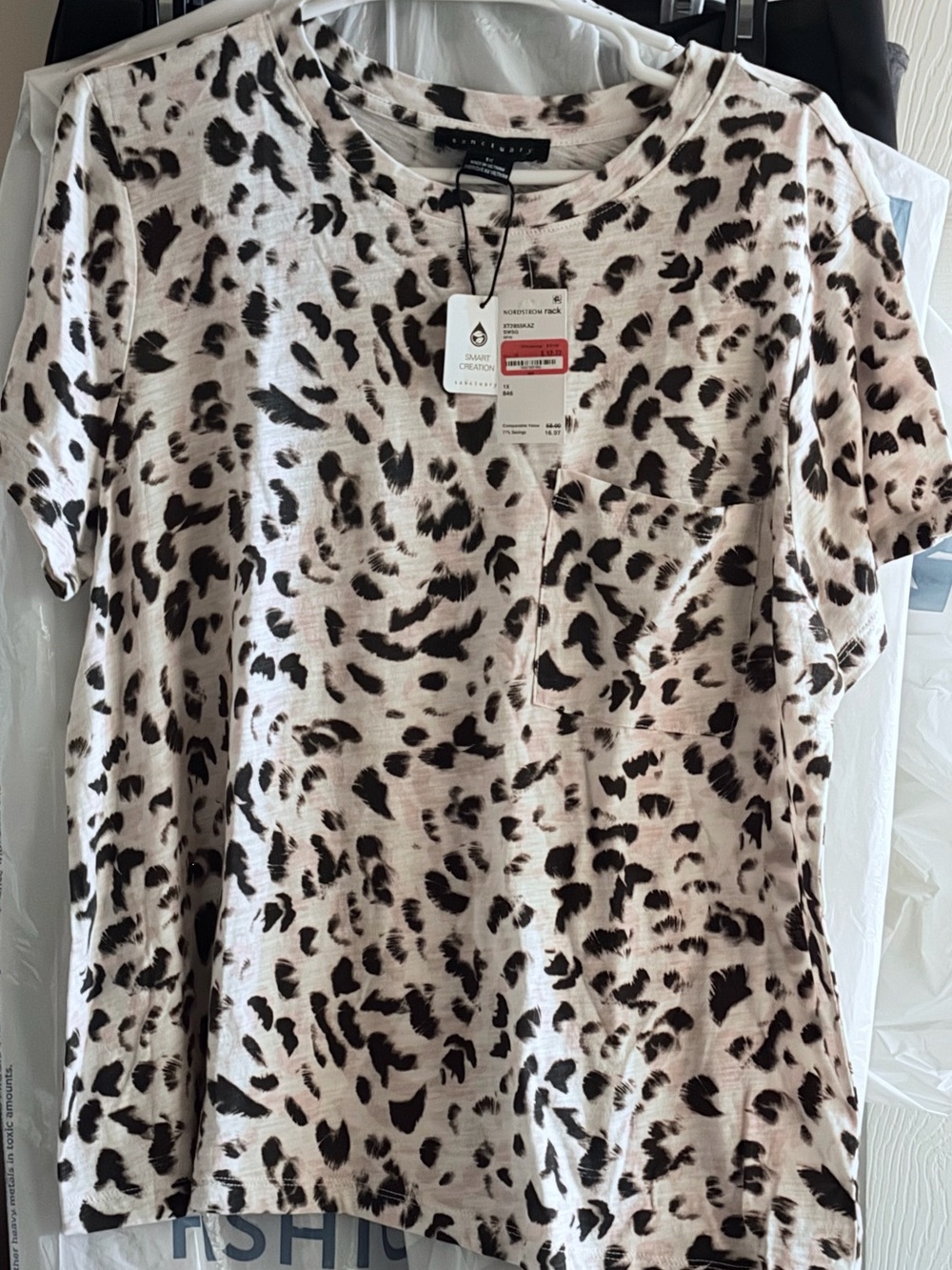 Sanctuary Cream background with Light Pink and Brown Leopard print Pocket Tee